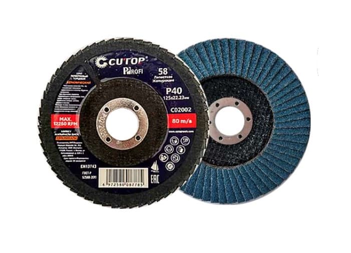 Круг лепестковый торцевой CUTOP Profi (КЛТ1) 125×22.2мм Р100